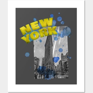 New York Drip - Yellow/Blue Posters and Art